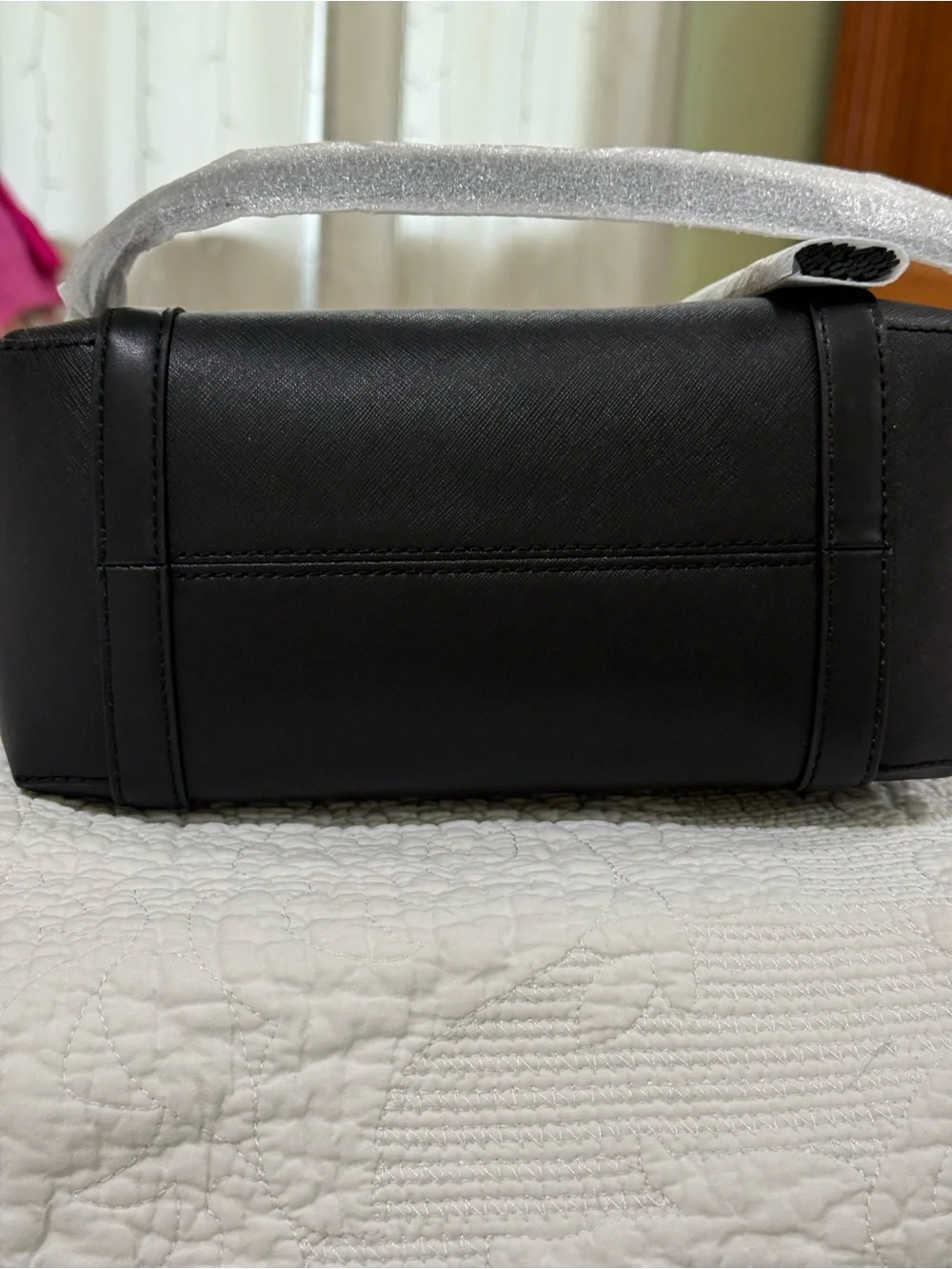 New Michael Kors Black Saffiano Tote with Gold Logo Charm